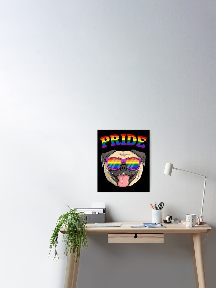 Gay Pride Pug LGBT Dog Sunglasses  Poster for Sale by