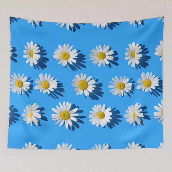 Item preview, White flowers on blue background designed and sold by TheWhiteRhyno.