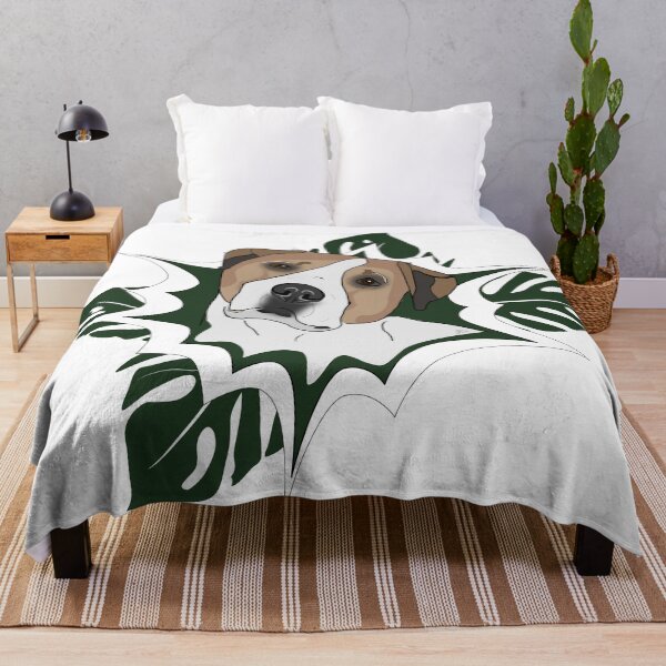 Artikelvorschau,  digital von Hand gezeichnet mit Monstera Pflanzenblättern. Bull Arab Liebhaber lieben sich mit Waffel Design. Weitere Hunderassen unter www.redbubble.com/people/lozchai/shop entworfen und verkauft von lozchai.