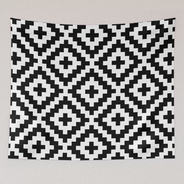 Item preview, Black and white tribal pattern designed and sold by hexdecor.