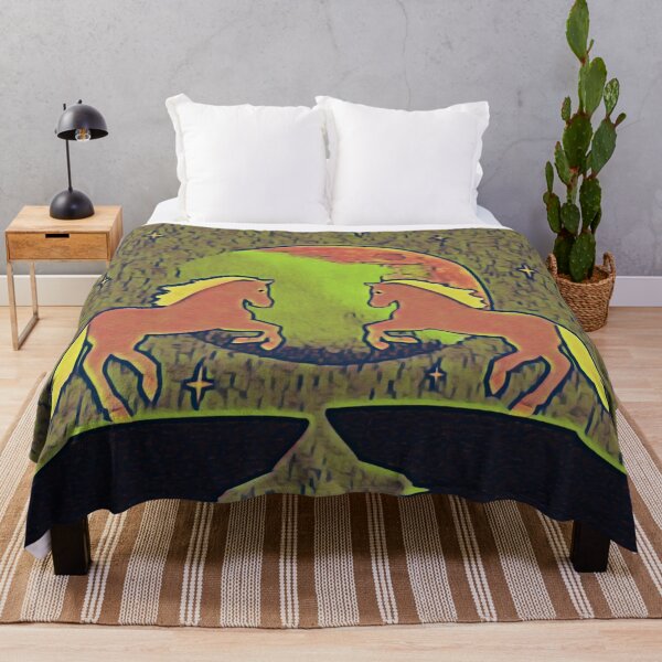 Item preview, A pair of horses against the background of the full moon designed and sold by helenkaiy.
