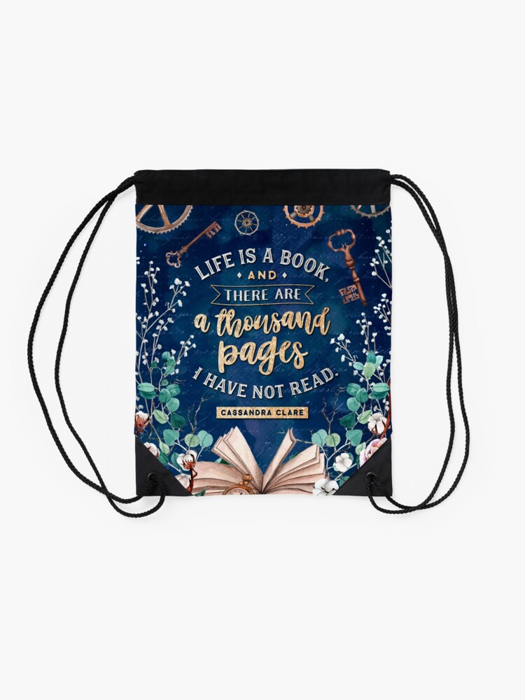 Alternate view of Life is a book Drawstring Bag