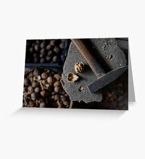 cracked walnut and hammer Greeting Card