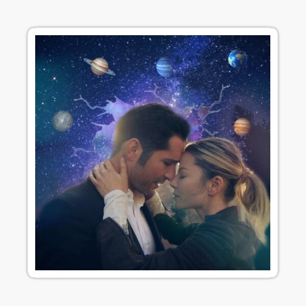 Space Chloe and Lucifer Sticker