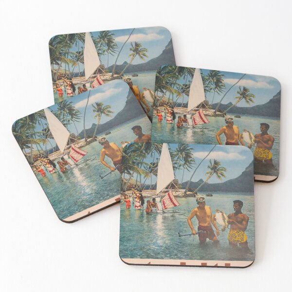 Item preview, Tahiti and french Polynesia vintage travel poster designed and sold by stickart-marek.
