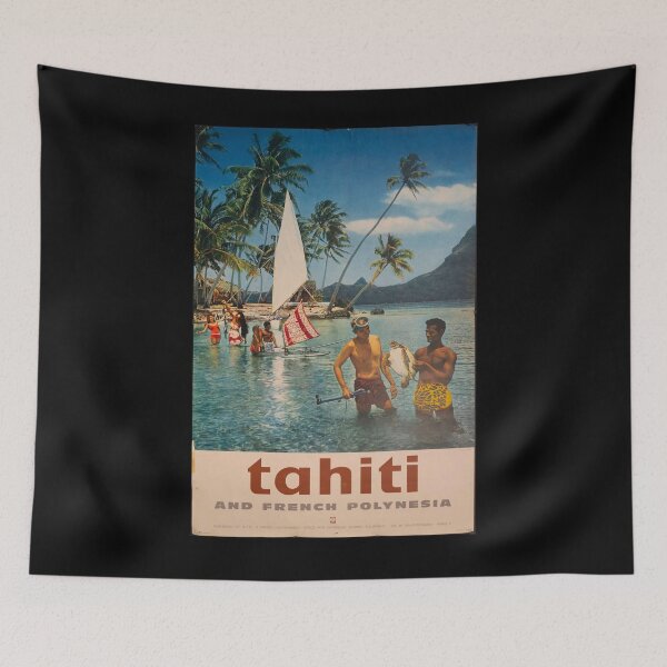 Item preview, Tahiti and french Polynesia vintage travel poster designed and sold by stickart-marek.