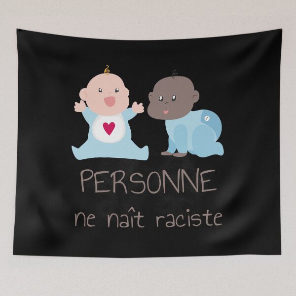 Item preview,  a black and a white playing together. No one is born racist. Martin Luther King designed and sold by Catcrea.