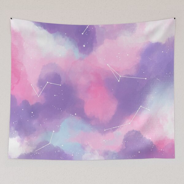 Item preview, Purple and Pink Pastel Starry Night Sky with Constellations  designed and sold by CrystalCrush.