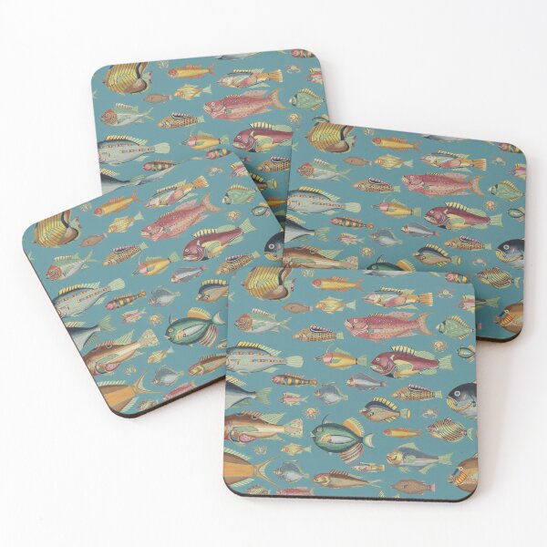 Item preview, So Many Fish Blue #1 - Vintage Marine Biology Pattern designed and sold by MoPaws.