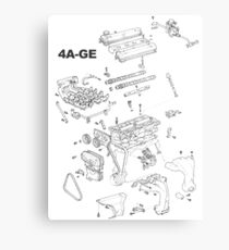 4A-GE Engine Diagram (Bright Colors) Metal Print
