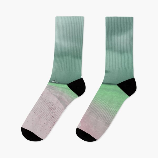 Item preview, Green stormy weather, pink sandy beach and sea   designed and sold by Artlajf.