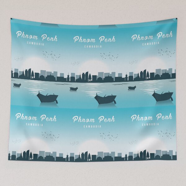 Item preview, phnom penh cityscape skyline designed and sold by louzaartist.