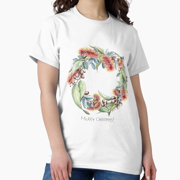 Australian Floral Christmas Wreath Classic T-Shirt