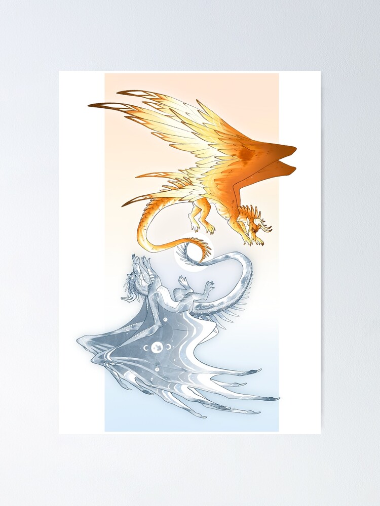 Sun And Moon Dragons Poster By Silverfoxmutt Redbubble