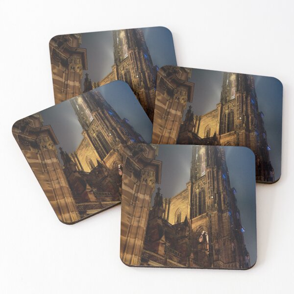 Item preview, Stunning bottom view of Strasbourg Cathedral illuminated at night, Europe's tallest building. designed and sold by Alexander Sorokopud.