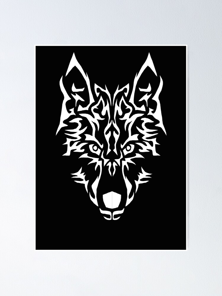 Poster Tete De Loup Blanc Sur Fond Noir Par Medax Laub Redbubble