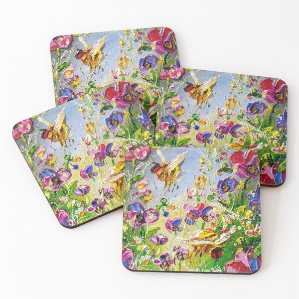 Item preview, Abstract bees bright and colorful designed and sold by AndrewAlanArt.