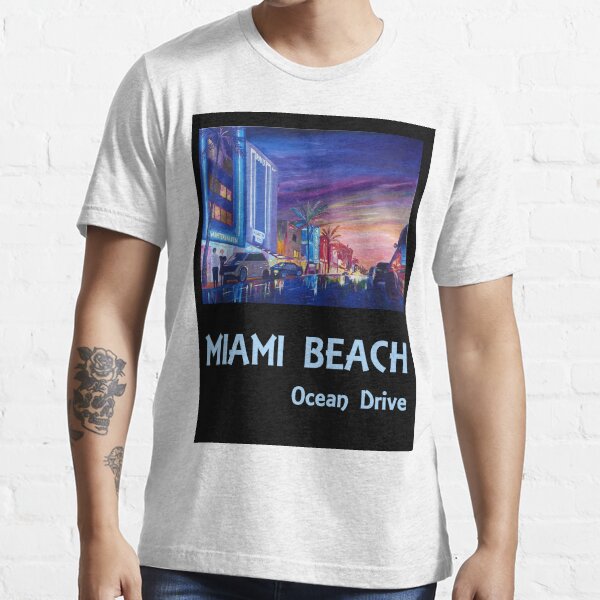 “Miami Beach Ocean Drive Retro Poster” T-shirt for Sale by artshop77