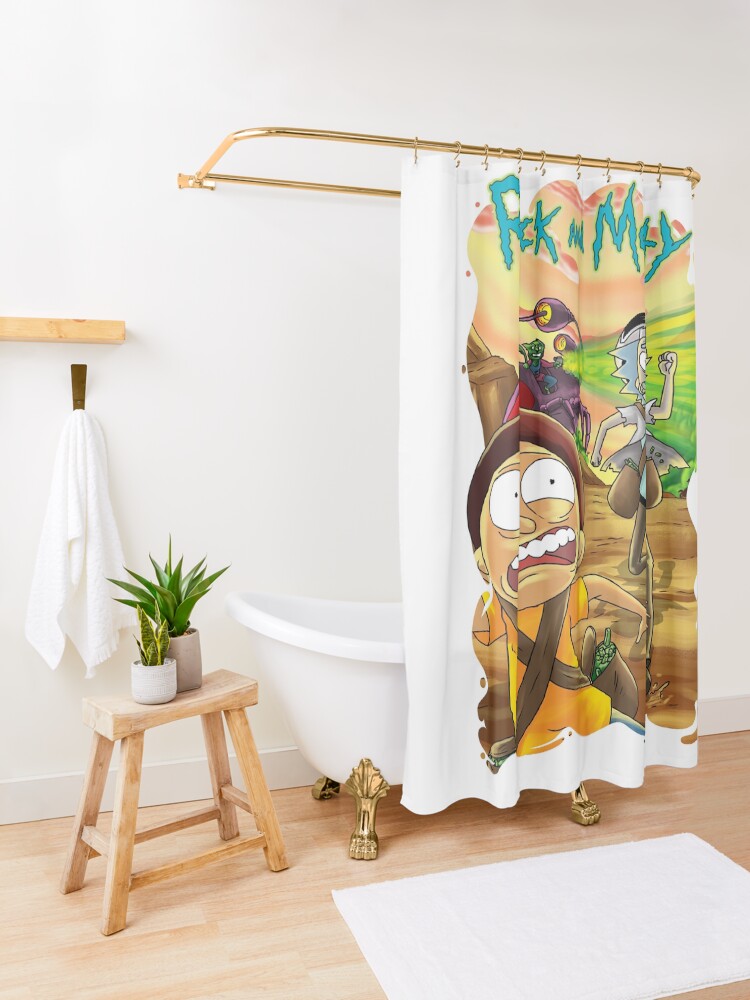 Alternate view of Escape From The Pursuit Robot in 35-C Dimension Shower Curtain