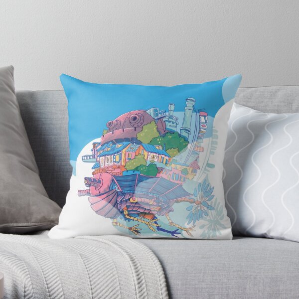 Flying Castle Throw Pillow