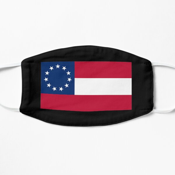 Stars & Bars. USA, America, First American National Flag, 11 stars, 1861, on BLACK. Flat Mask