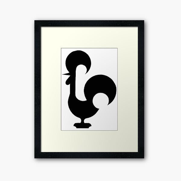 Silhouette of Portuguese Rooster Framed Art Print