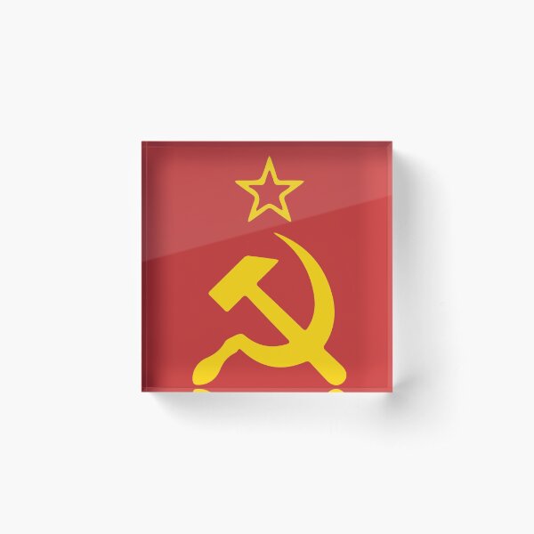 Star, Hammer and Sickle. USSR, Soviet Union flag. Acrylic Block