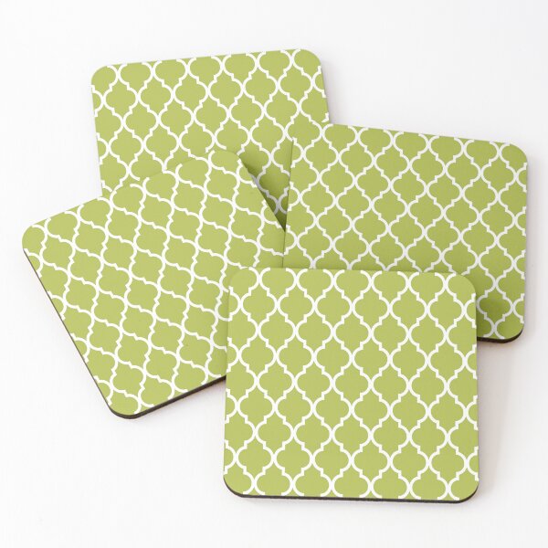 Item preview, Moroccan Quatrefoil Lattice Pattern Olive Green & White designed and sold by tonymagnerart.