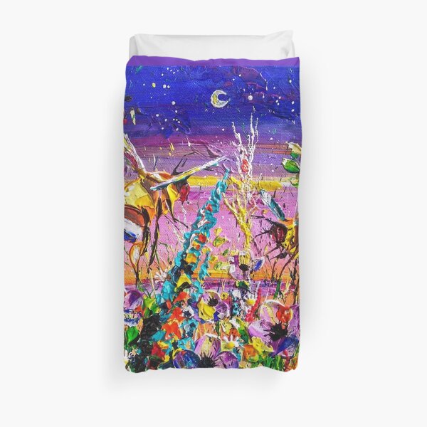 Festival Night bees in the moonlight Duvet Cover