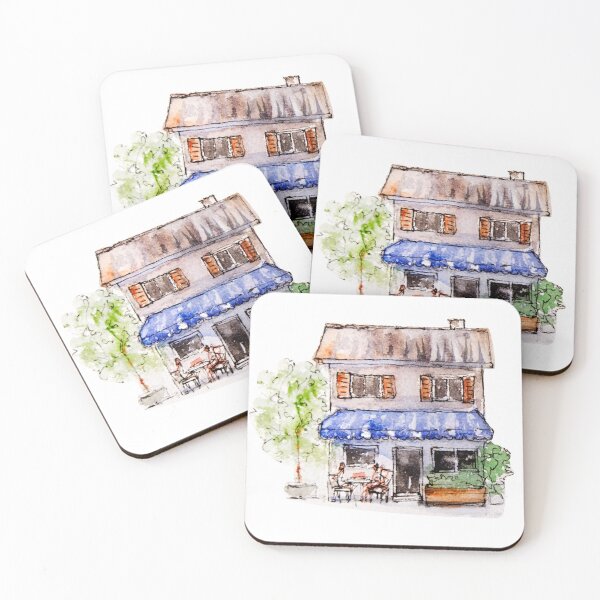 Little Watercolor House Sticker - Watercolor Clipart Coasters (Set of 4)