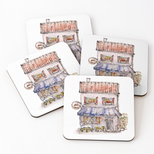 Little Watercolor House Sticker - Watercolor Clipart Coasters (Set of 4)