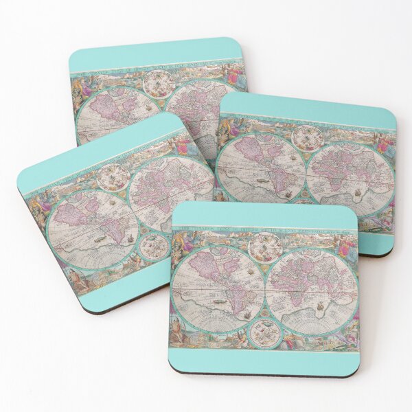 Item preview, Vintage Historical Worldmap redesigned with pastel colors designed and sold by samasa66.