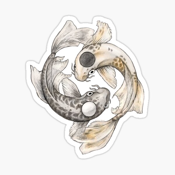 Ying and Yang Koi Sticker