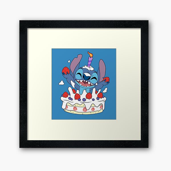 Lámina enmarcada for Sale con la obra «Feliz cumpleaños es Stitch