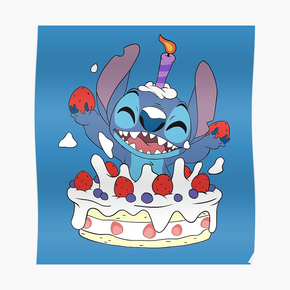 Happy Birthday Stitch Sticker By Falchi Redbubble