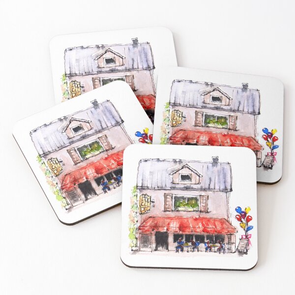 Little Watercolor House Sticker - Watercolor Clipart Coasters (Set of 4)