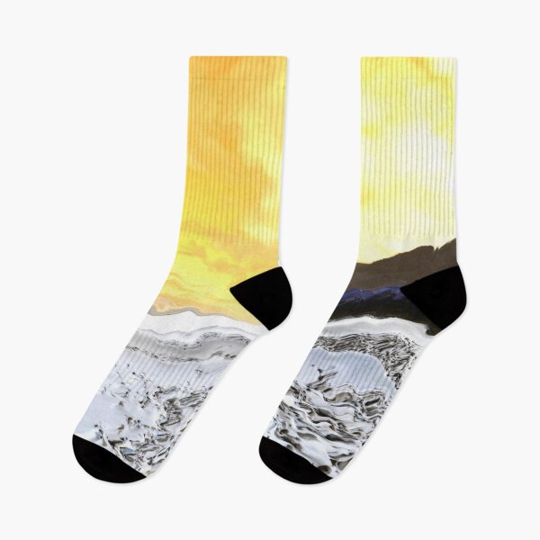 Item preview, Beach with white sand and pebbles with orange sky - abstract designed and sold by Artlajf.