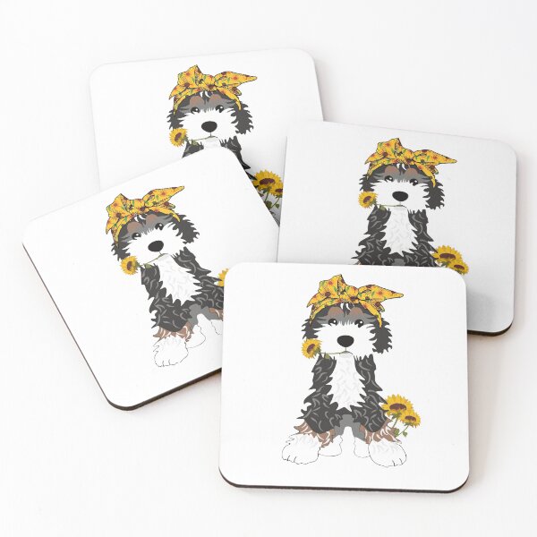 Item preview, Bernedoodle Dog With Sunflowers designed and sold by monicacarr.