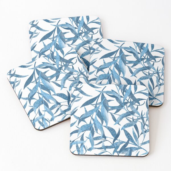 Item preview, Blue olive leaves designed and sold by pixiepatterns.
