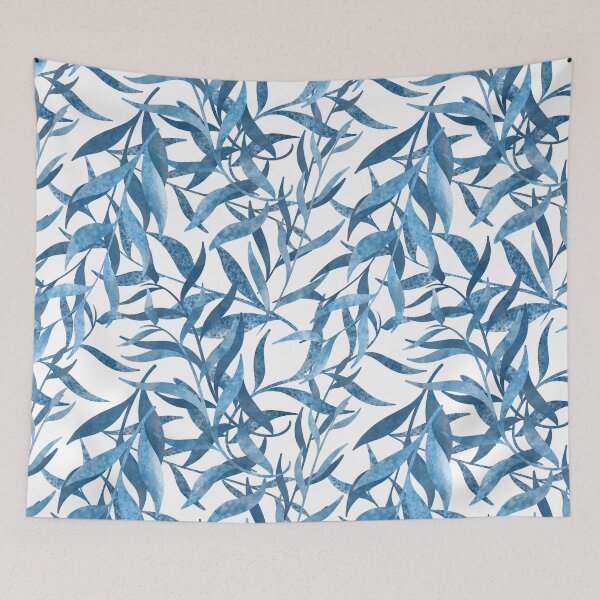 Item preview, Blue olive leaves designed and sold by pixiepatterns.