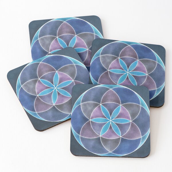 Item preview, A watercolor geometric seed of life sacred pattern designed and sold by SanareiDesigns.