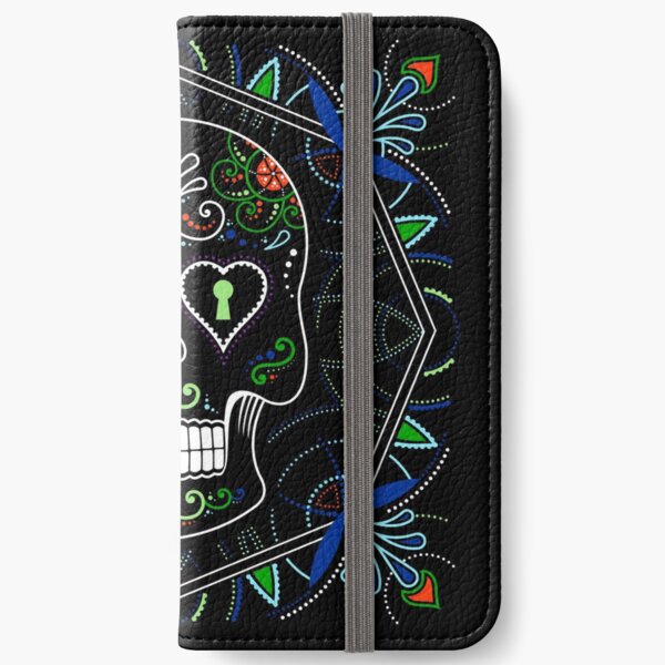 Mexican Calavera Skull Mandala - Day of the Dead iPhone Wallet