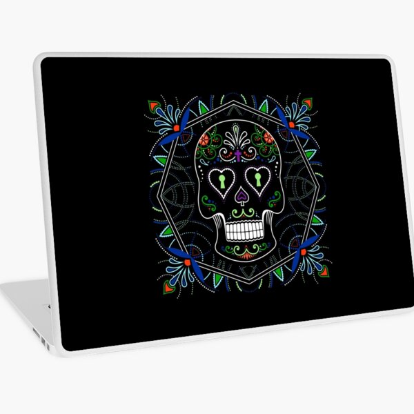 Mexican Calavera Skull Mandala - Day of the Dead Laptop Skin