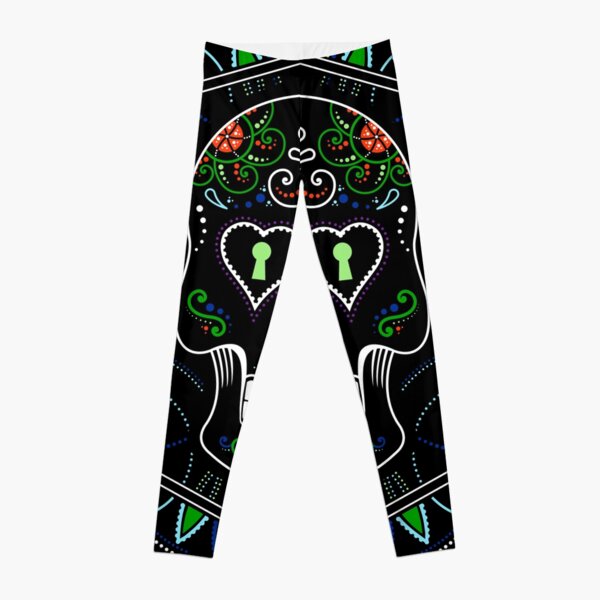 Mexican Calavera Skull Mandala - Day of the Dead Leggings