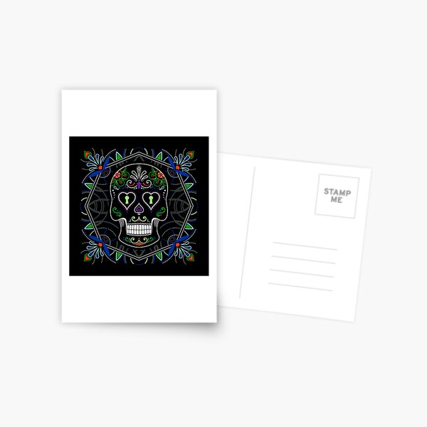 Mexican Calavera Skull Mandala - Day of the Dead Postcard