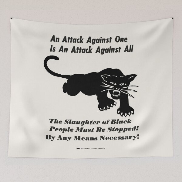 Item preview, BLACK PANTHERS: 'An Attack Against One Is An Attack Against All': Original Black on Cream designed and sold by Day Chapman.