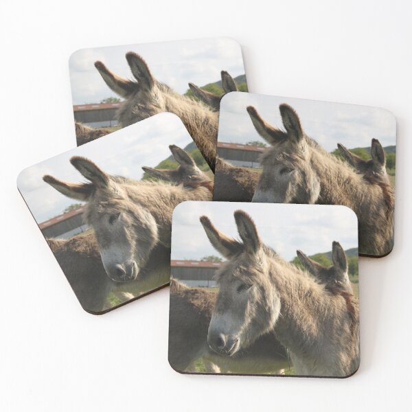 Item preview, Adorable grey donkeys in the high grass meadow	 designed and sold by EstelleRossetti.