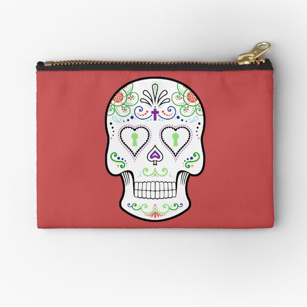 Mexican Calavera Skull White - Day of the Dead Zipper Pouch