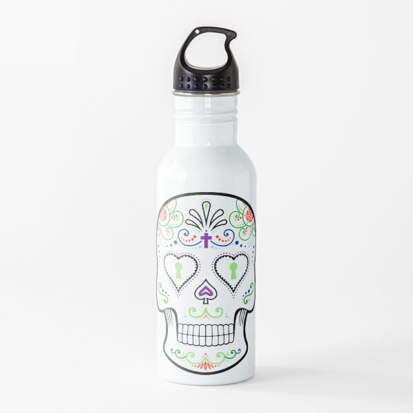 Mexican Calavera Skull White - Day of the Dead Water Bottle