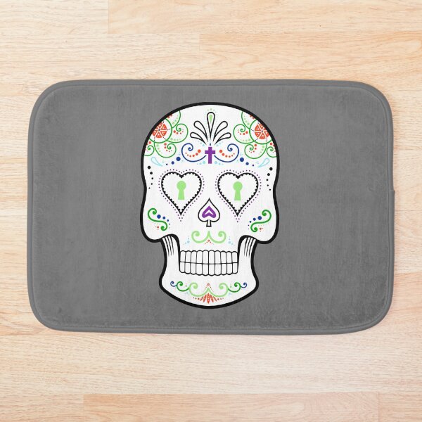 Mexican Calavera Skull White - Day of the Dead Bath Mat